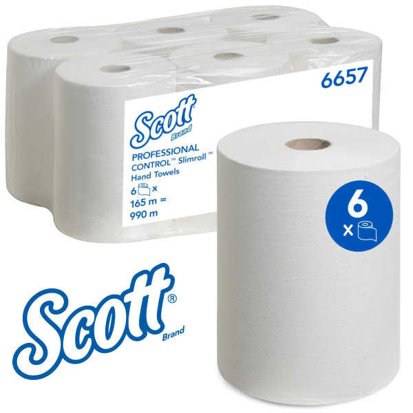 Kimberly-Clark Scott® gerollte Papierhandtücher Slimroll™ 6657 | Karton = 6 Rollen 