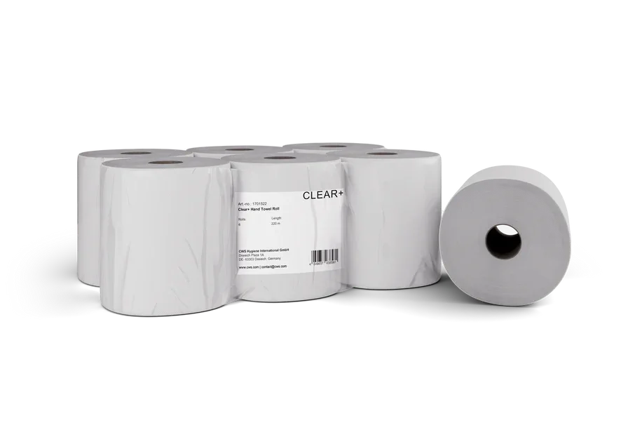 1701522  CWS Clear+ Handtuchrollen 2-lagig 220 m   Karton = 6 Rollen