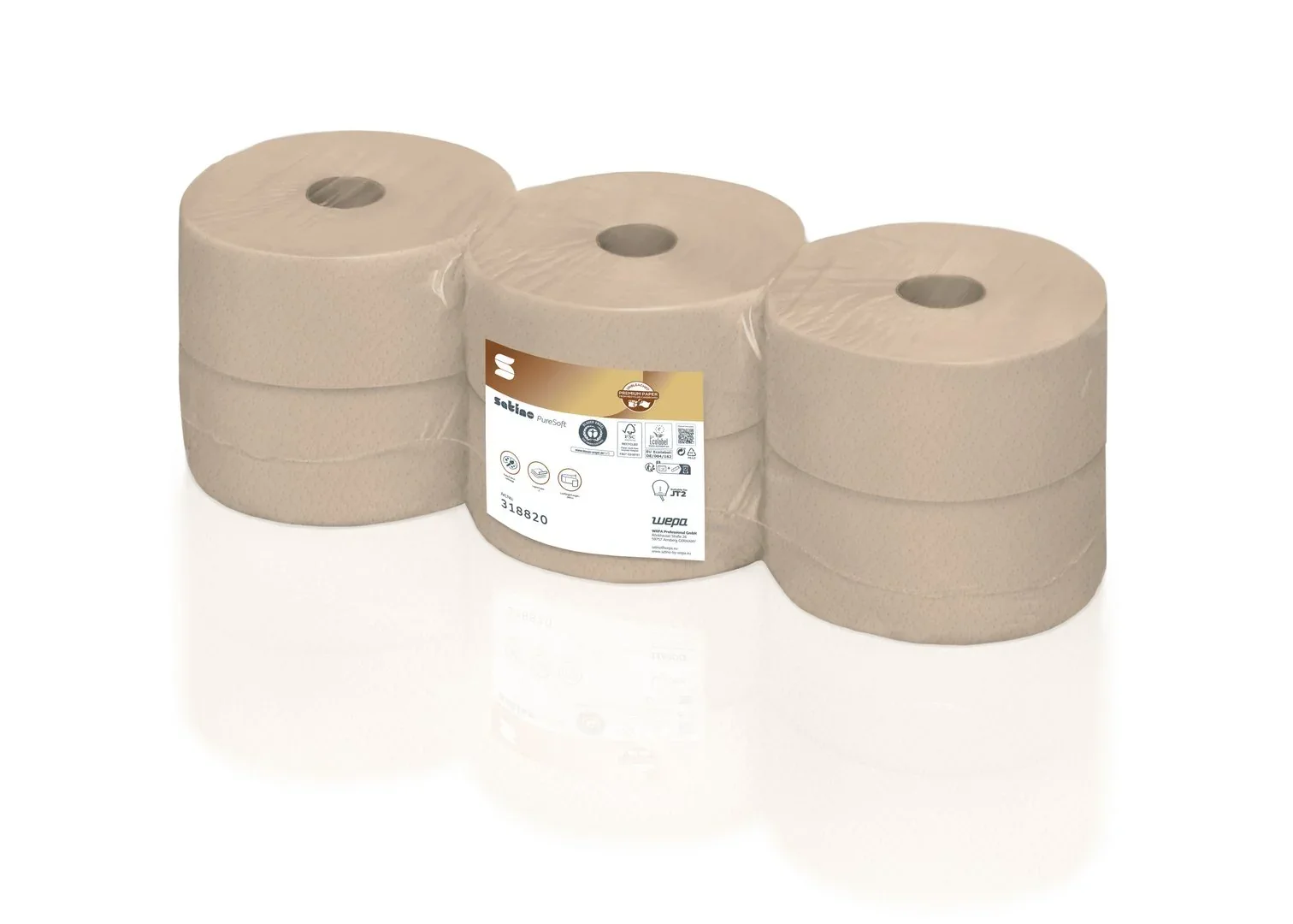 Satino PureSoft JT2 Jumbo Toilettenpapier 2-lagig | VE= 6 Rollen