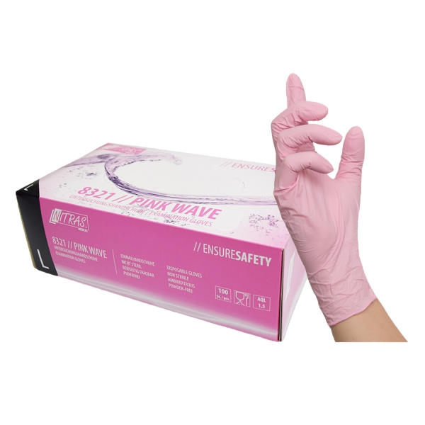NITRAS PINK WAVE Nitril Einmalhandschuhe, rosa | VE= 10 x 100 Größe XL