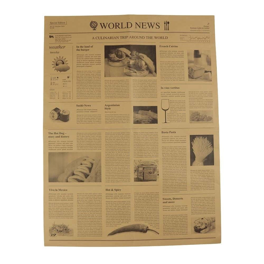 Einschlagpapier-Zuschnitte 50 x 37,5 cm, Zeitungs-Optik, braun  | 1000 Stück  Einschlagpapier-Zuschnitte 50 x 37,5 cm, Zeitungs-Optik, braun  | 1000 Stück