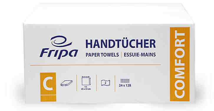 Fripa COMFORT Handtuchpapier 2-lagig ZZ 25 x 23 cm,| Karton = 3.200 Blatt