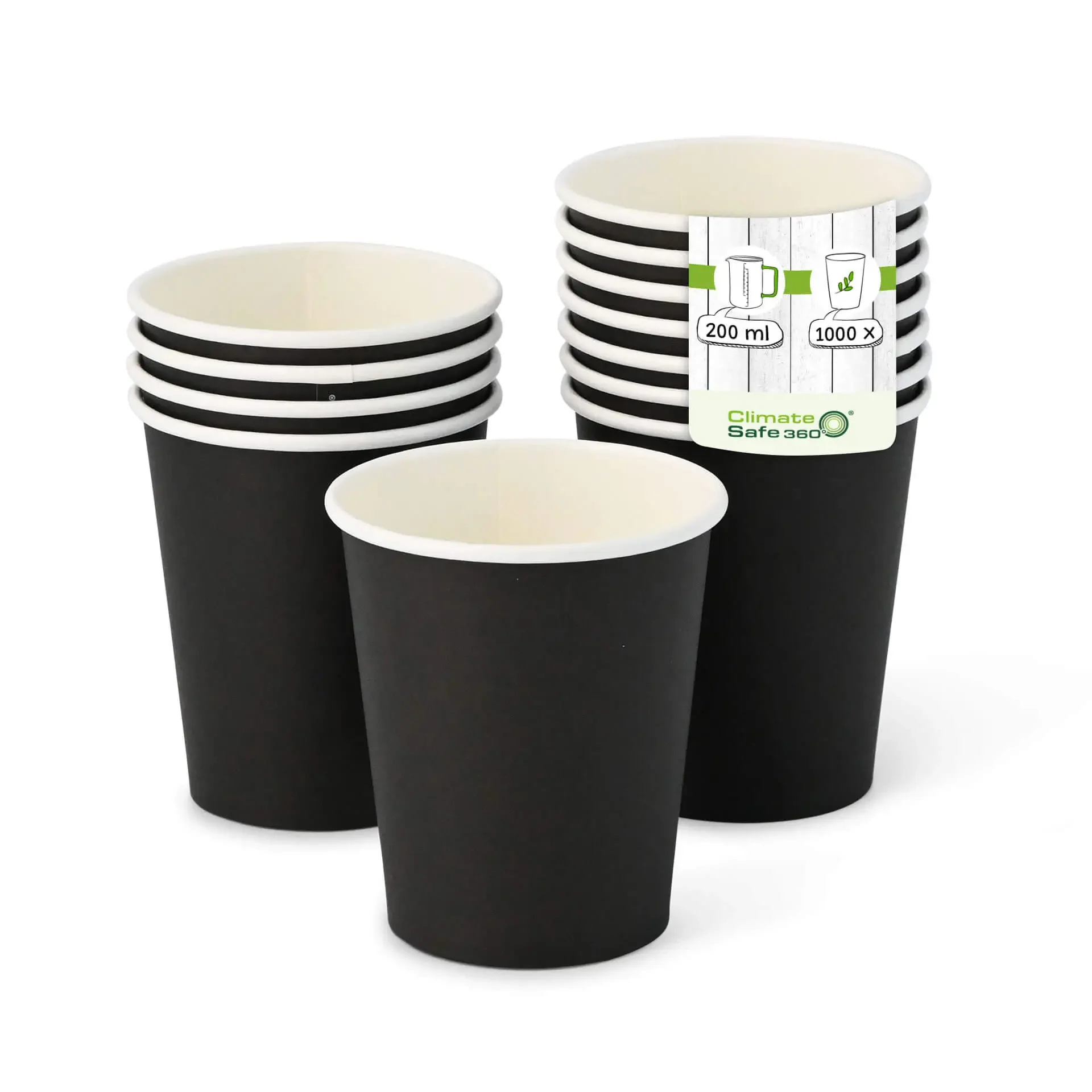 Pappbecher 200 ml / 8 oz, Ø 80 mm, schwarz  | 1000 Stk.