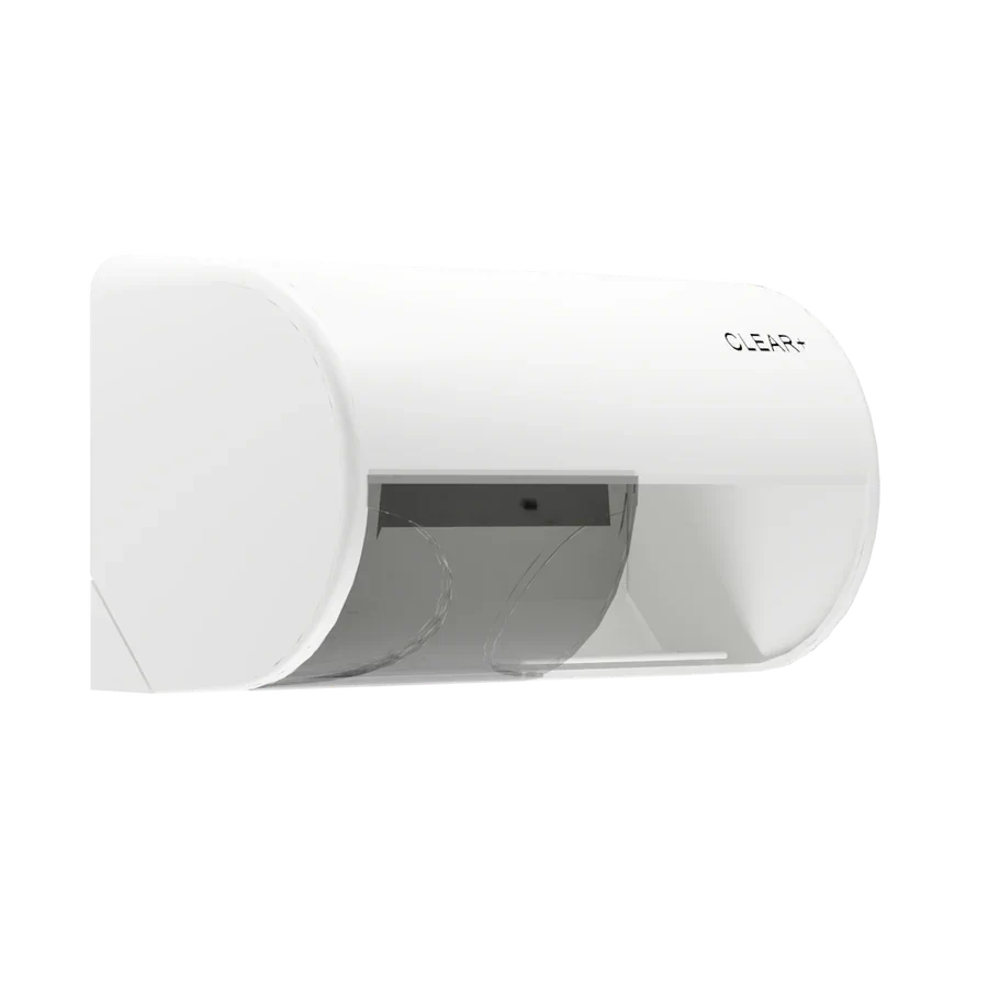 1701669   CWS Clear+ Doppelrollen-Toilettenpapierspender wei