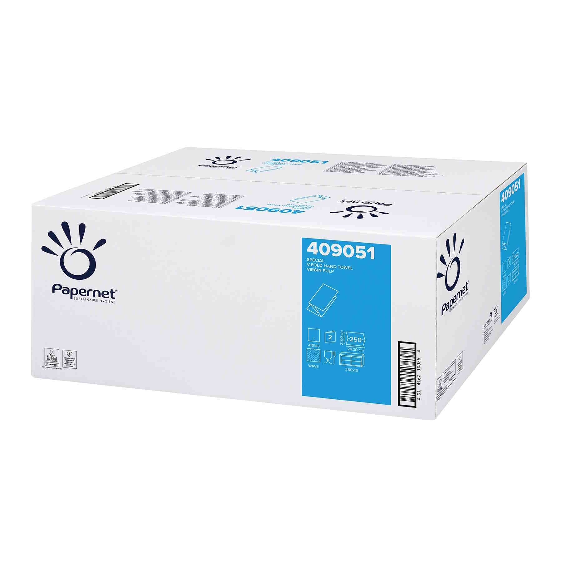 Papernet V-Falz Falthandtücher  2-lagig 24 x 23 cm | Karton = 15 x 250 =3750 Blatt Papernet V-Falz Falthandtücher  2-lagig 24 x 23 cm | Karton = 15 x 250 =3750 Blatt