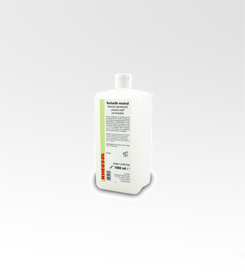 RHEOSOL-Perlseife neutral, medical weiß |  Karton mit 5 Flaschen a 1000 ml 