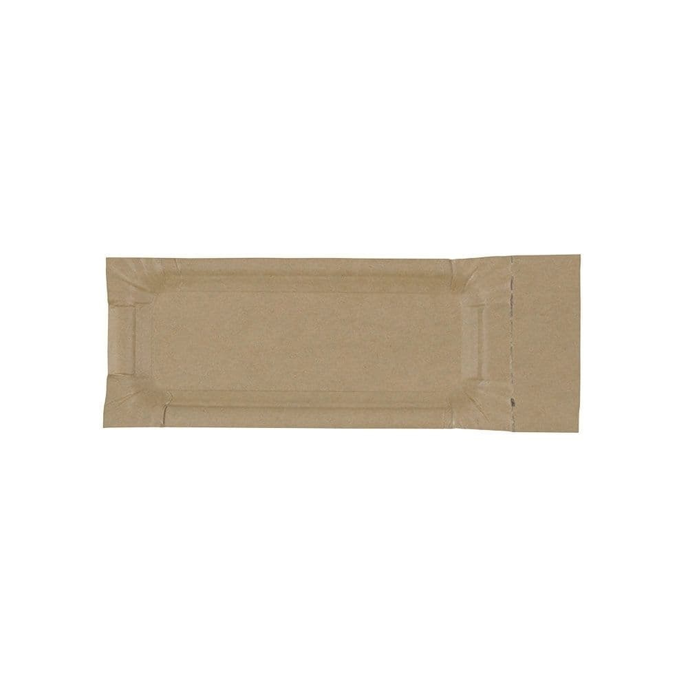 Pappteller mit Abriss 8 x 18 + 3 cm, braun, rechteckig   | 2000 Stück  