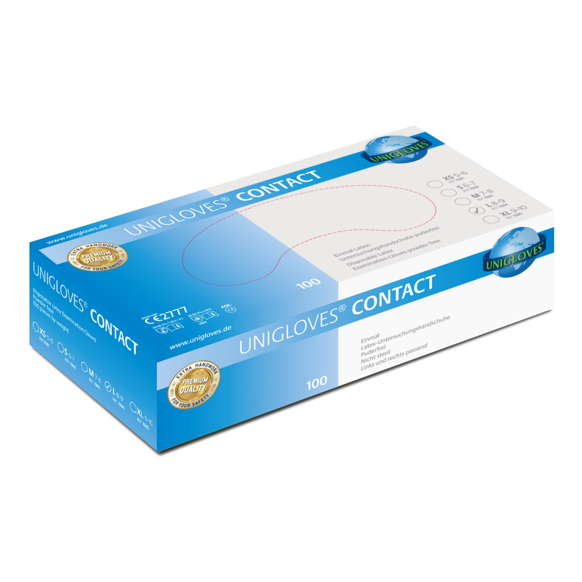 Unigloves Unigloves CONTACT® Einweghandschuh Naturlatex L   | VE= 10 x 100  Unigloves Unigloves CONTACT® Einweghandschuh Naturlatex L   | VE= 10 x 100