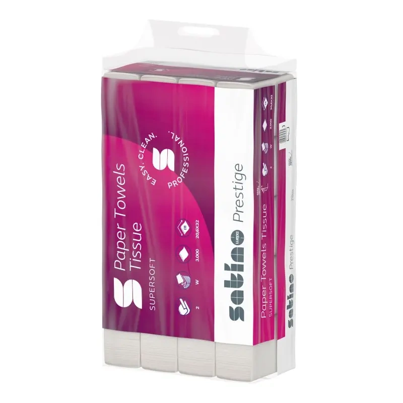 Satino by Wepa Prestige Papierhandtücher Tissue PT2, Interfold W-Falz, 20,6x32, 2-lagig, hochwei 276600