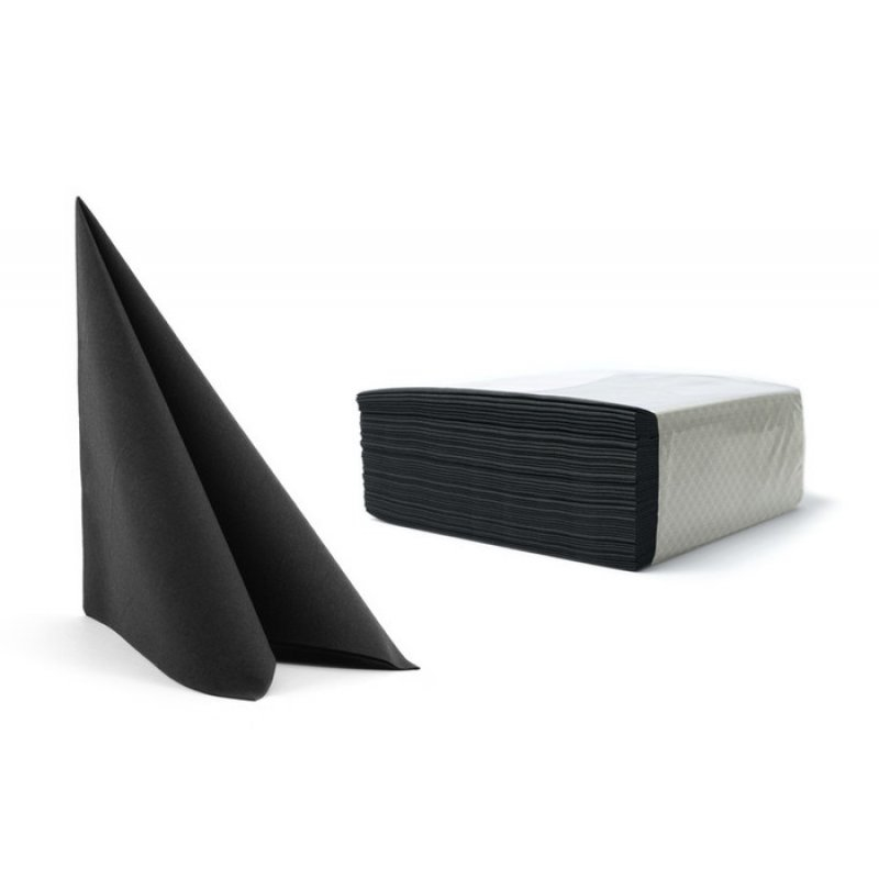 Airlaidservietten, 40x40 cm, schwarz | Karton = 16 x 50 = 800 Stück