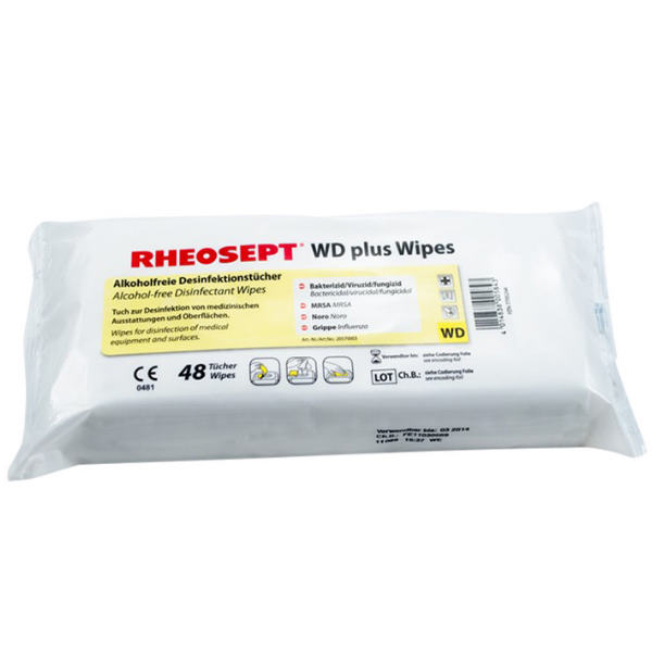 Desinfektionstücher alkoholfrei RHEOSEPT-WD plus Wipes  | Karton = 6 Packungen a 48 Tücher 