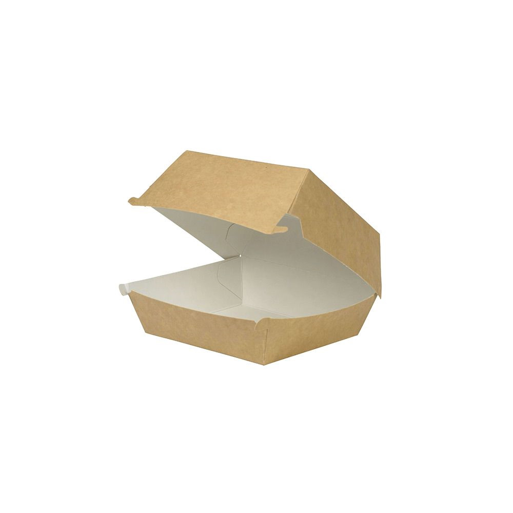 Take-away-Burger-Boxen 11,5 x 10,5 x 8 cm, braun-weiß | 300 Stück