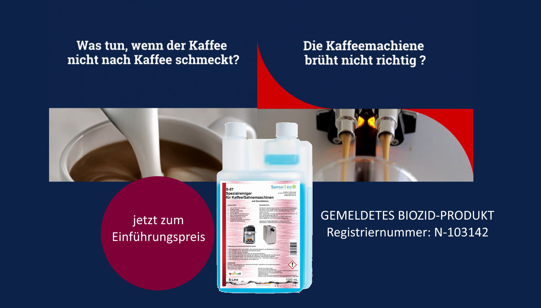 Kaffeemaschinenreiniger- Sahnemaschinenreiniger & Milchschaumreiniger | Karton = 6 x 1000 ml