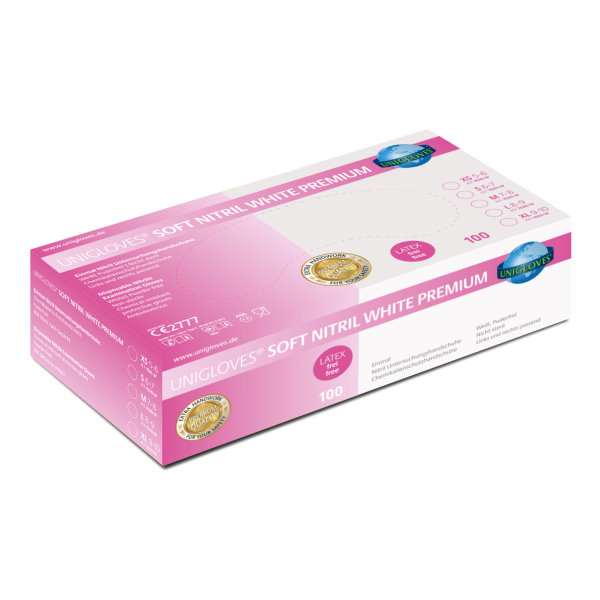 Unigloves SOFT NITRIL WHITE PREMIUM Handschuh puderfrei L | VE= 10 x 100  Unigloves SOFT NITRIL WHITE PREMIUM Handschuh puderfrei L | VE= 10 x 100