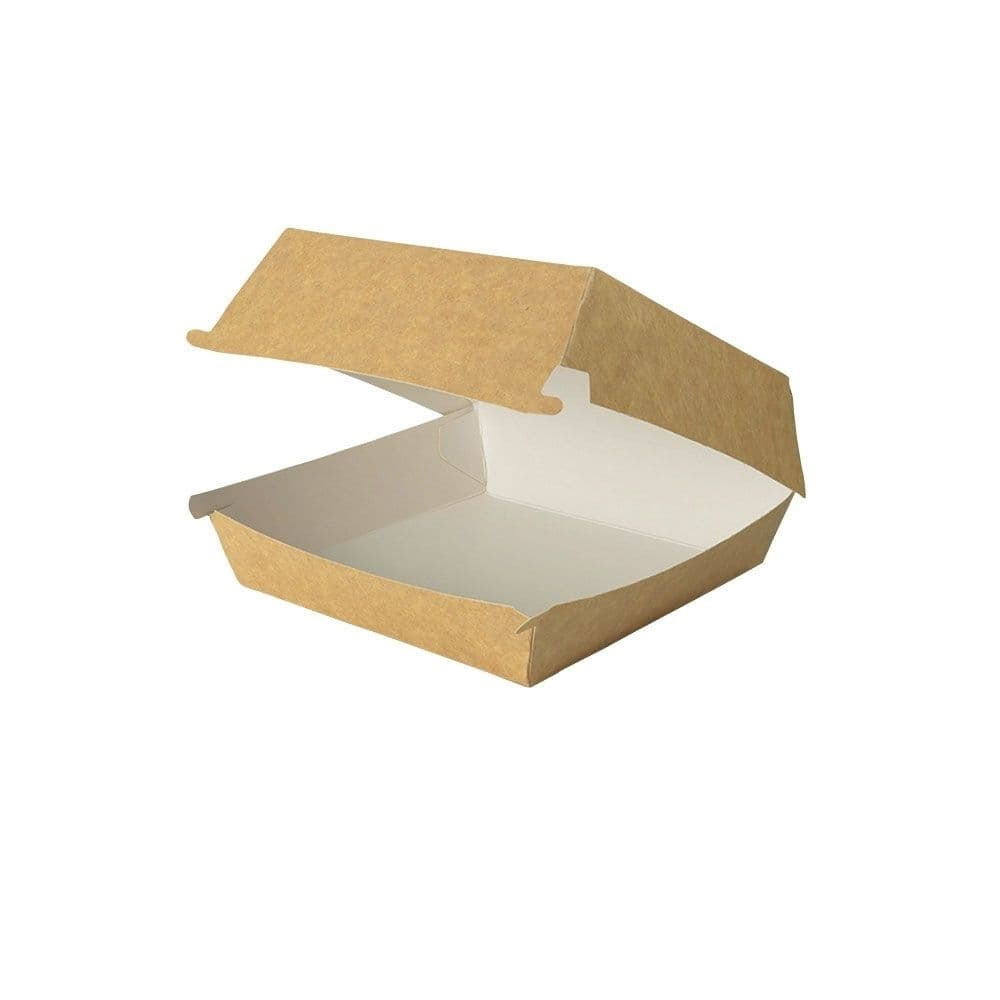 Take-away-Burger-Boxen 17,5 x 17,5 x 8 cm, braun-weiß  |  400 Stück