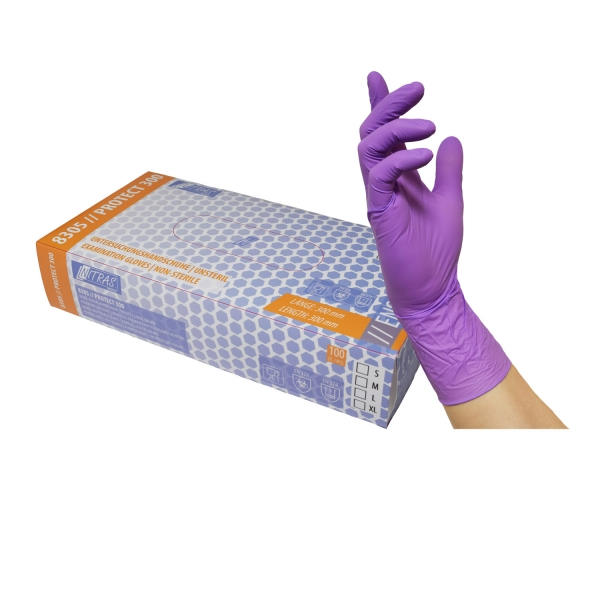  NITRAS PROTECT 300 Nitril Einmalhandschuhe, violett  Größe S  | VE= 10 x 100 