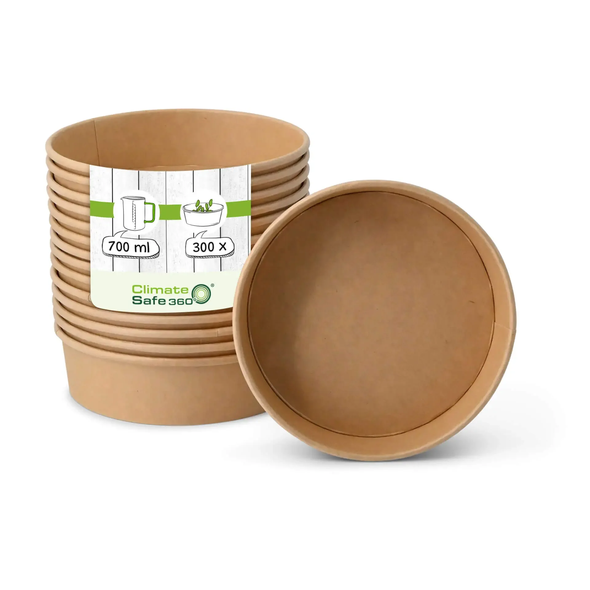 Kartonschale / Salatschale (Premium) 700 ml, Ø 185 mm braun, rund  | VE 300 Stück