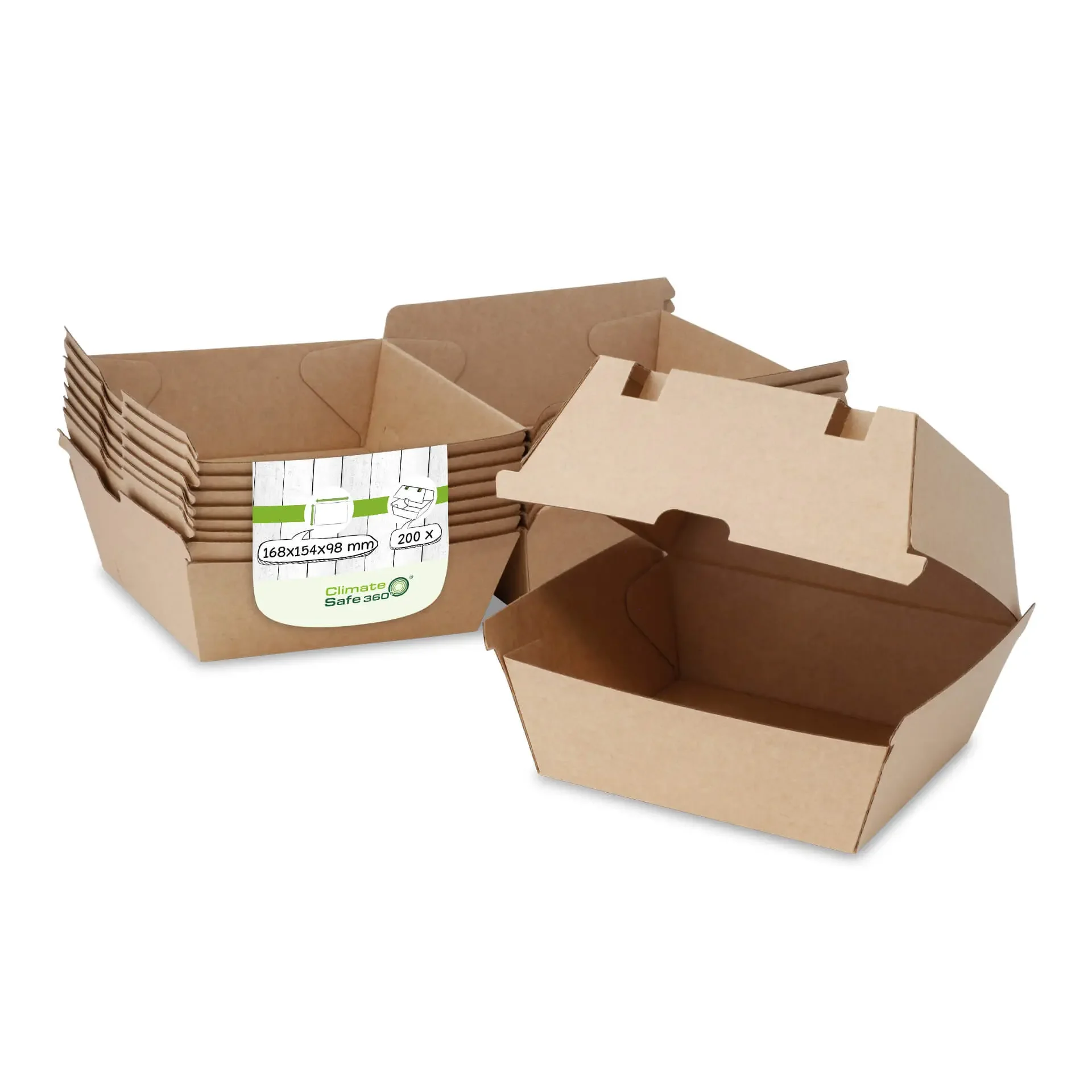 Burgerboxen 16,8 x 15,8 x 9,8 cm, Kraftkarton, braun | 200  Stück 