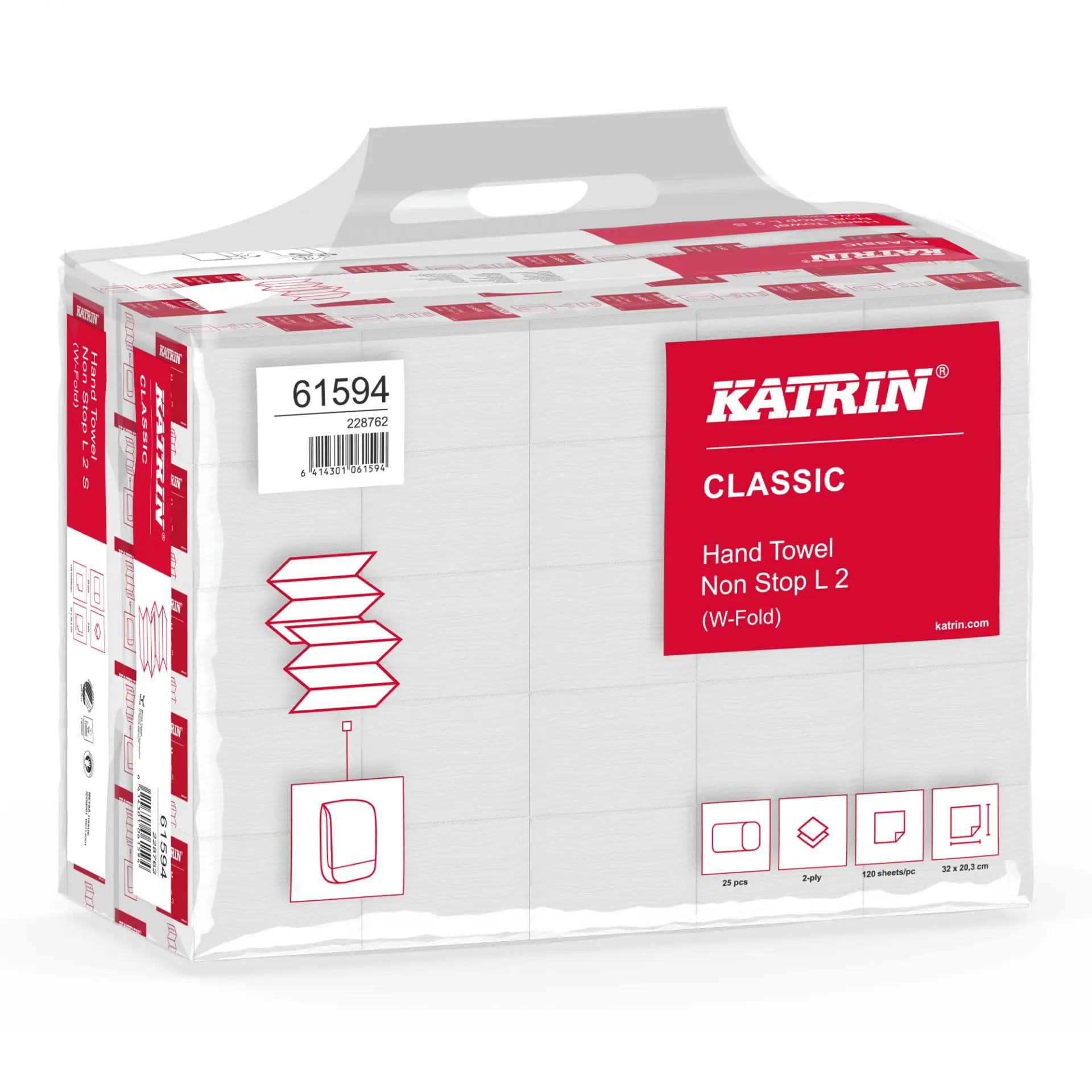 KATRIN Classic NON-Stop L2 HTP Interfold 20,3 x 32 cm | Karton = 25 x 120 Blatt = 3.000 Blatt