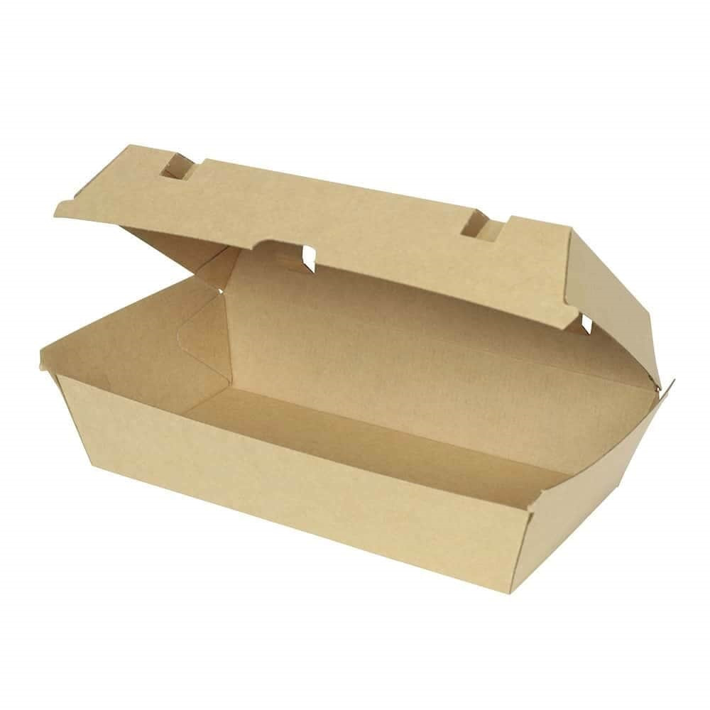 Take-away-Klappdeckel-Boxen 21,4 x 11,4 x 8,5 cm, Kraftkarton, braun   | VE 200 Stück