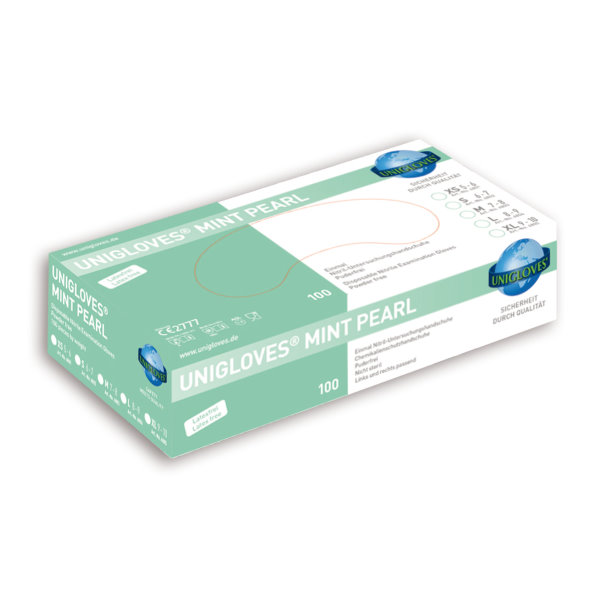 Unigloves MINT PEARL Nitrilhandschuh puderfrei M | VE= 10 x 100 