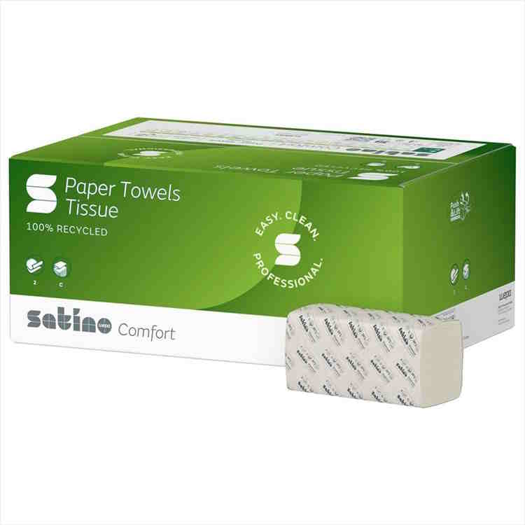 SATINO Comfort Handtuchpapier  C-Falz 25 x 32 cm | Karton = 24 x 128 = 3072 Blatt