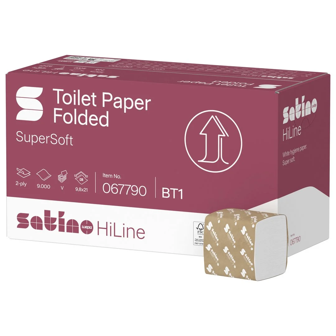 Toilettenpapier Einzelblatt Satino HiLine BT1 2-lagig - Hochweiß |  30x300 Blatt