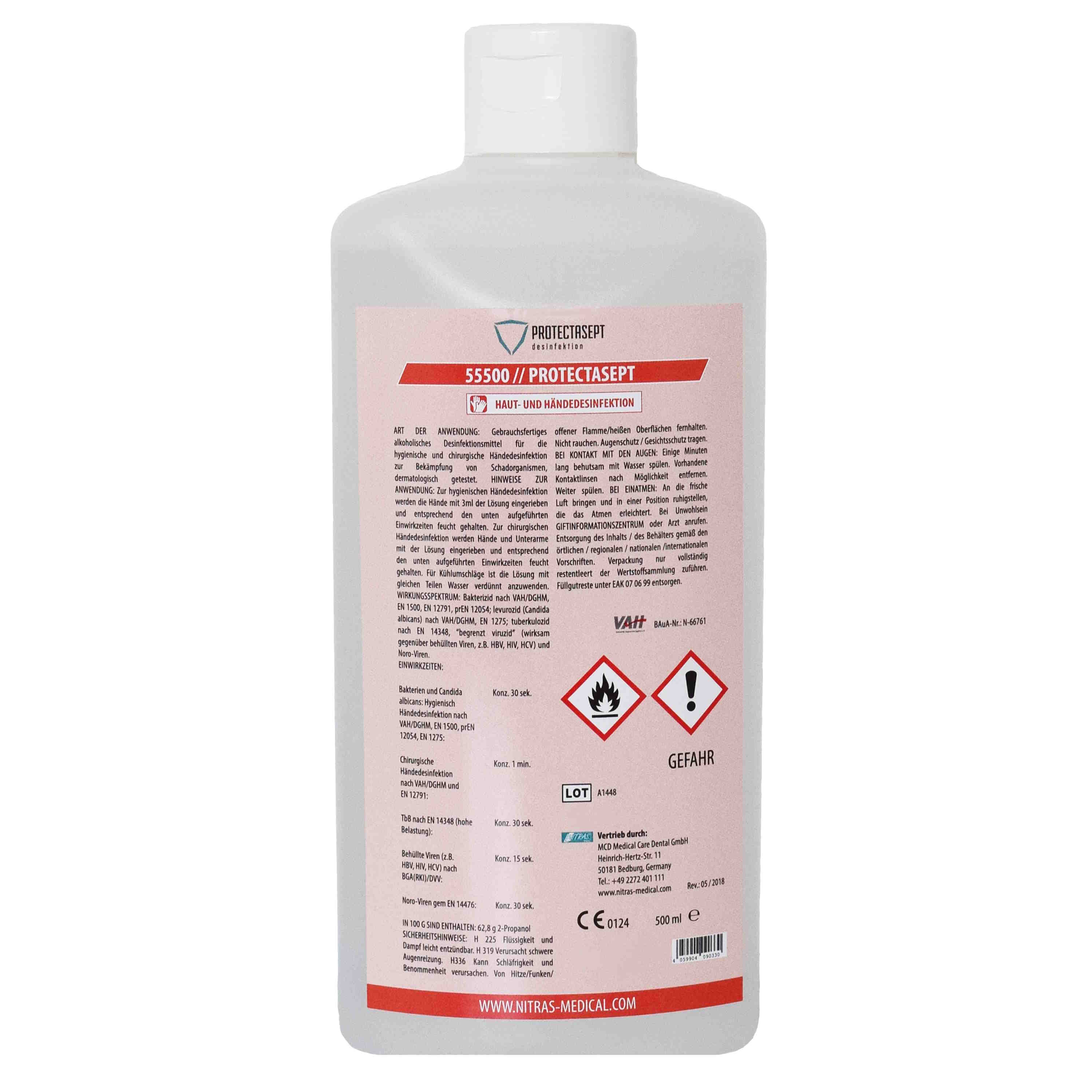 NITRAS Händedesinfektion PROTECTASEPT SKIN | 18 X 500 ml im Karton