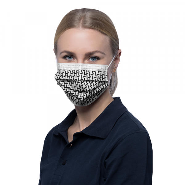SOFT PROTECT VOGUE Medizinische Gesichtsmaske, weiß/schwarz, 3-lagig | VE= 10 X 50 Stüc