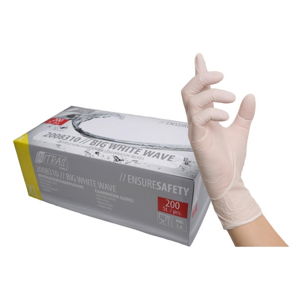 NITRAS BIG WHITE WAVE Nitril Einmalhandschuhe, weiß  | VE= 10 x 200  Größe L