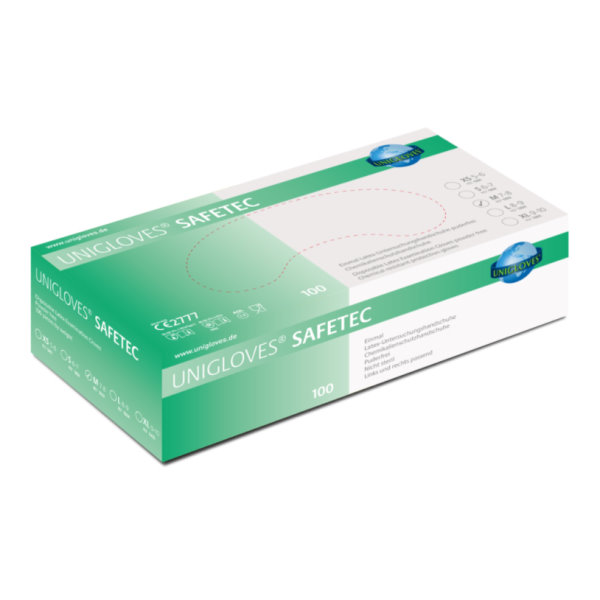 Unigloves SAFETEC Latexhandschuh puderfrei M | VE= 10 x 100 