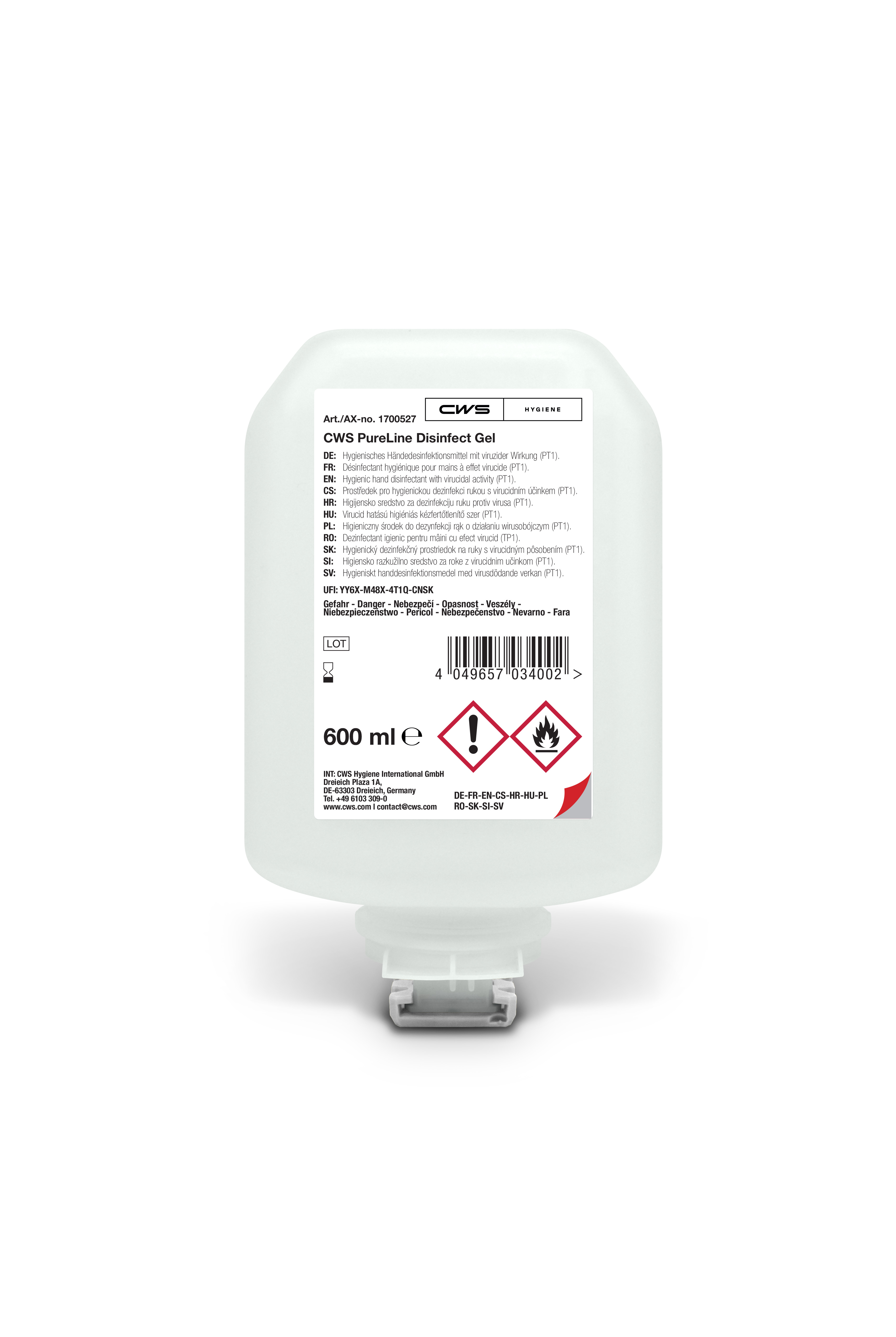 CWS PureLine Disinfect Gel | VE = 8 x 600 ml 
