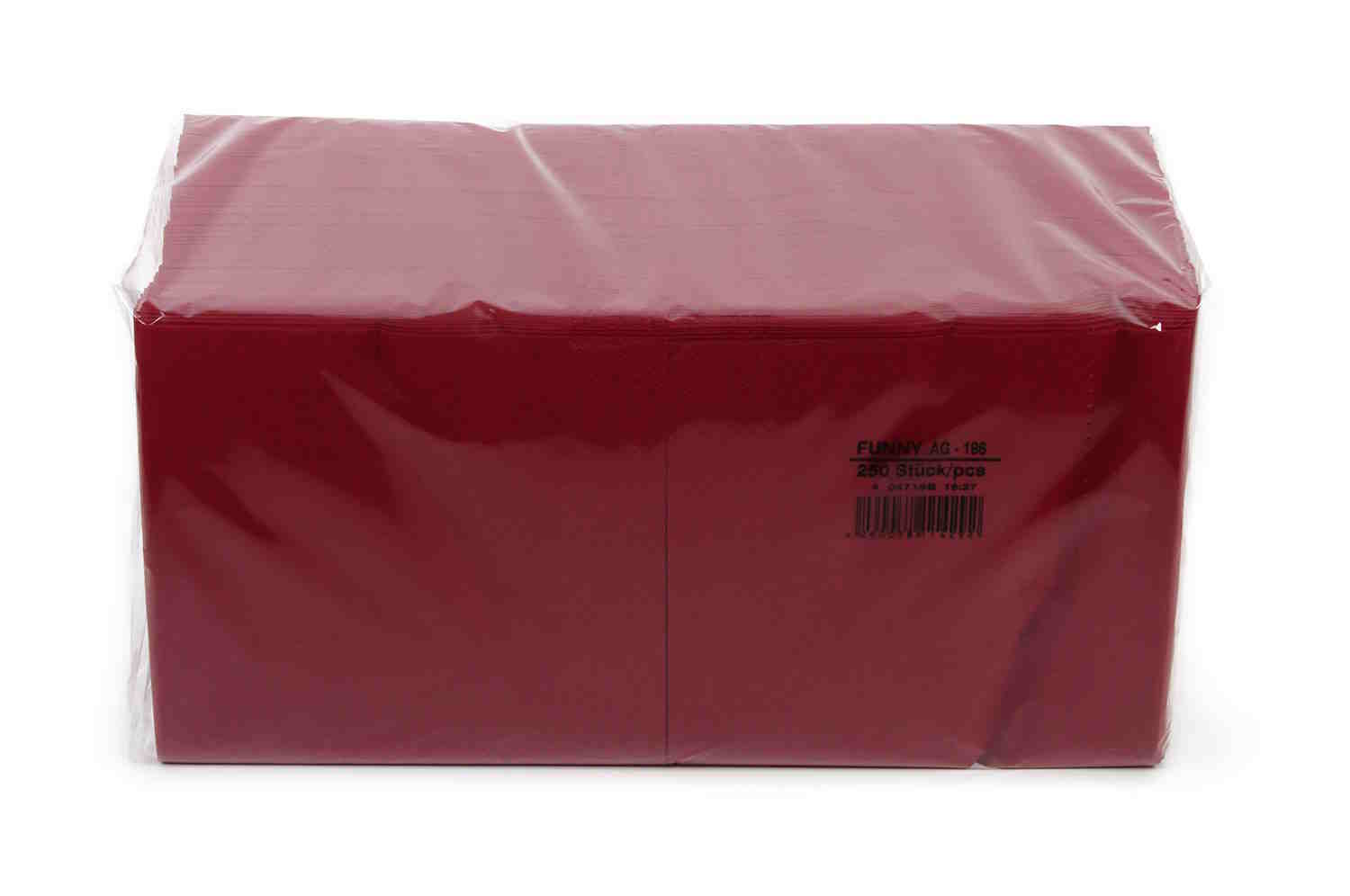 Funny Tafelserviette, 1/4 Falz, bordeaux, 3lagig, 100% Zellstoff | Karton = 4 x 250 = 1000 Stück  Funny Tafelserviette, 1/4 Falz, bordeaux, 3lagig, 100% Zellstoff | Karton = 4 x 250 = 1000 Stück