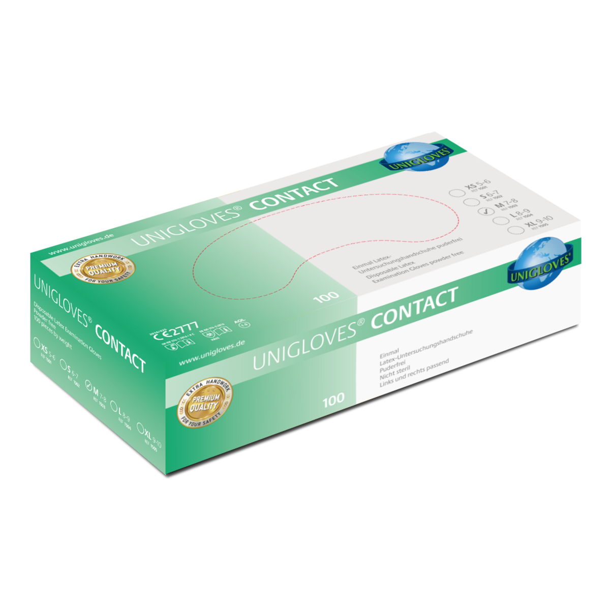Unigloves Unigloves CONTACT® Einweghandschuh Naturlatex  M | VE= 10 x 100 