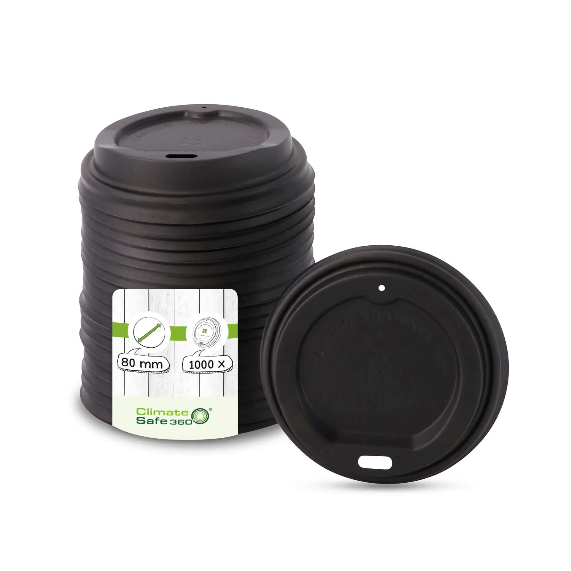 CPLA-Deckel Ø 80 mm, schwarz, Trinköffnung | 1000 Stück