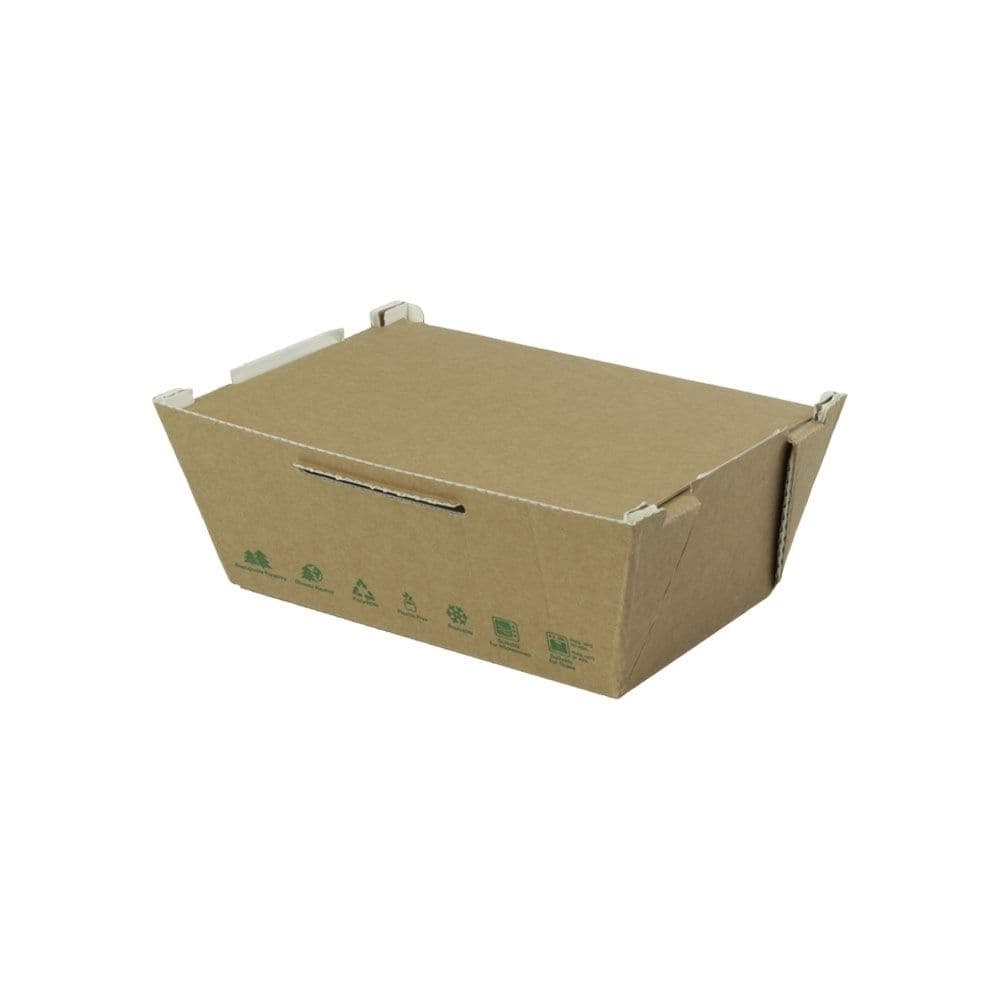 Take-away-Karton-Boxen 700 ml, hitzebeständig, braun, biobeschichtet  | VE 300 Stück