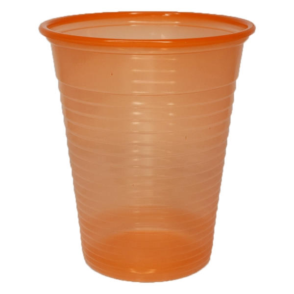 Mundspülbecher für Zahnärzte (Einweg-Plastikbecher) orange - 180 ml | VE= 30 Beutel je 100 Stk