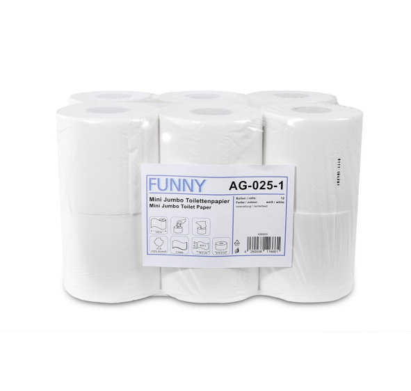 Funny Jumbo Mini -Toilettenpapier, AG-025-1| VE=  12 Rollen Funny Jumbo Mini -Toilettenpapier, AG-025-1| VE=  12 Rollen