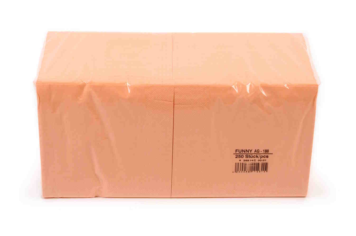 Funny Tafelserviette, 1/4 Falz, apricot, 3lagig, 100% Zellstoff | Karton = 4 x 250 = 1000 Stück  Funny Tafelserviette, 1/4 Falz, apricot, 3lagig, 100% Zellstoff | Karton = 4 x 250 = 1000 Stück