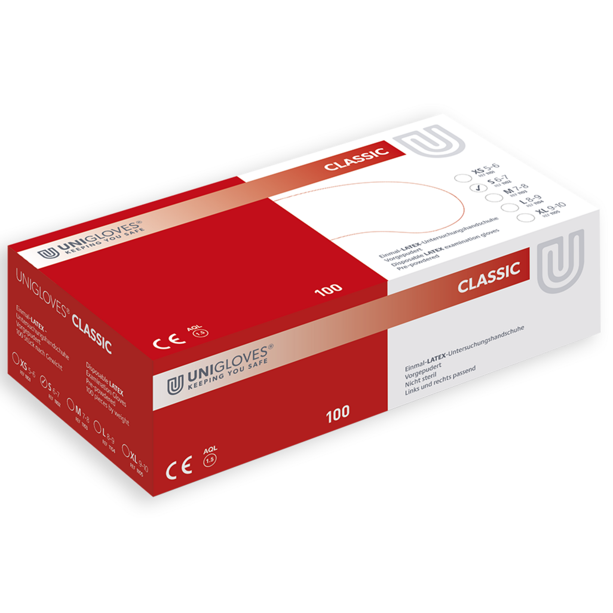 Unigloves CLASSIC Latexhandschuh gepudert S | VE= 10 x 100  Unigloves CLASSIC Latexhandschuh gepudert S | VE= 10 x 100