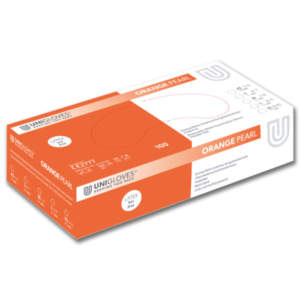 Unigloves PEARL ORANGE Nitrilhandschuh puderfrei S | VE= 10 x 100 