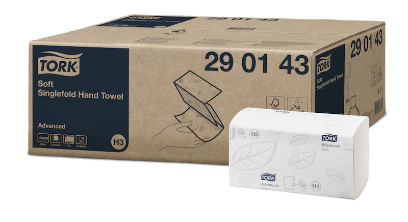 Tork weiche Zickzack-Handtücher Advanced weiß   | Karton 15 x 250 =  3.750 Blatt