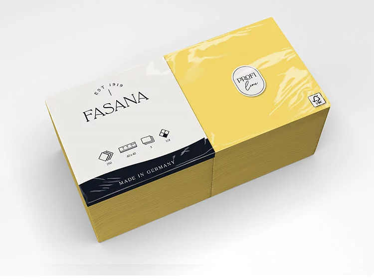 FASANA Zelltuchserviette 33x33 cm, 1/4-Faltung, 3-lagig sun yellow | 1 Karton = 4 x 250 Stück FASANA Zelltuchserviette 33x33 cm, 1/4-Faltung, 3-lagig sun yellow | 1 Karton = 4 x 250 Stück