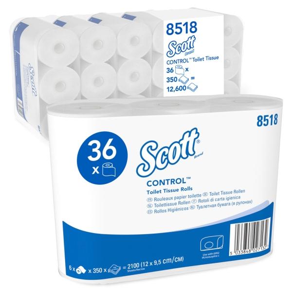 Scott Essential 8517 Toilettenpapier weiß, 2-lagig, 600 Blatt pro Rolle | VE= 6 Pack a 6 Rollen = 36 Rollen