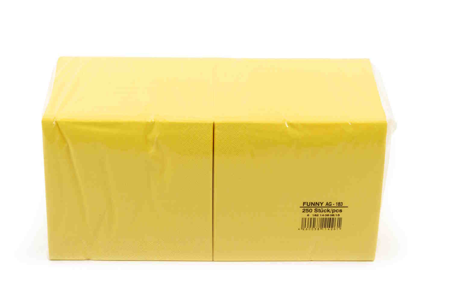 Funny Tafelserviette, 1/4 Falz, gelb, 3lagig, 100% Zellstoff, | Karton = 4 x 250 = 1000 Stück