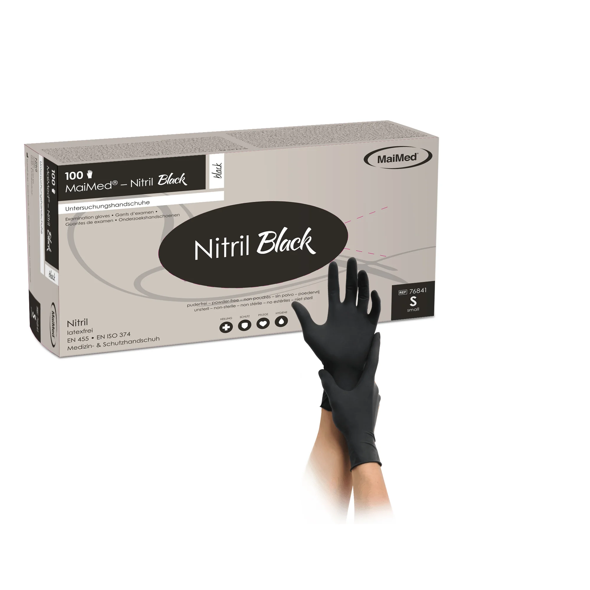 MaiMed Nitril Black Nitrilhandschuhe  in der größe  S