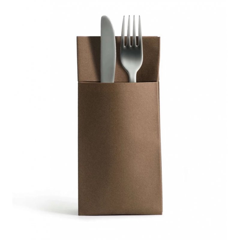 Besteckserviette Airlaid, 39x40 cm, 1-lagig, 1/8 Falz, braun | Karton = 20 x 50 = 1000 Stück  Besteckserviette Airlaid, 39x40 cm, 1-lagig, 1/8 Falz, braun | Karton = 20 x 50 = 1000 Stück