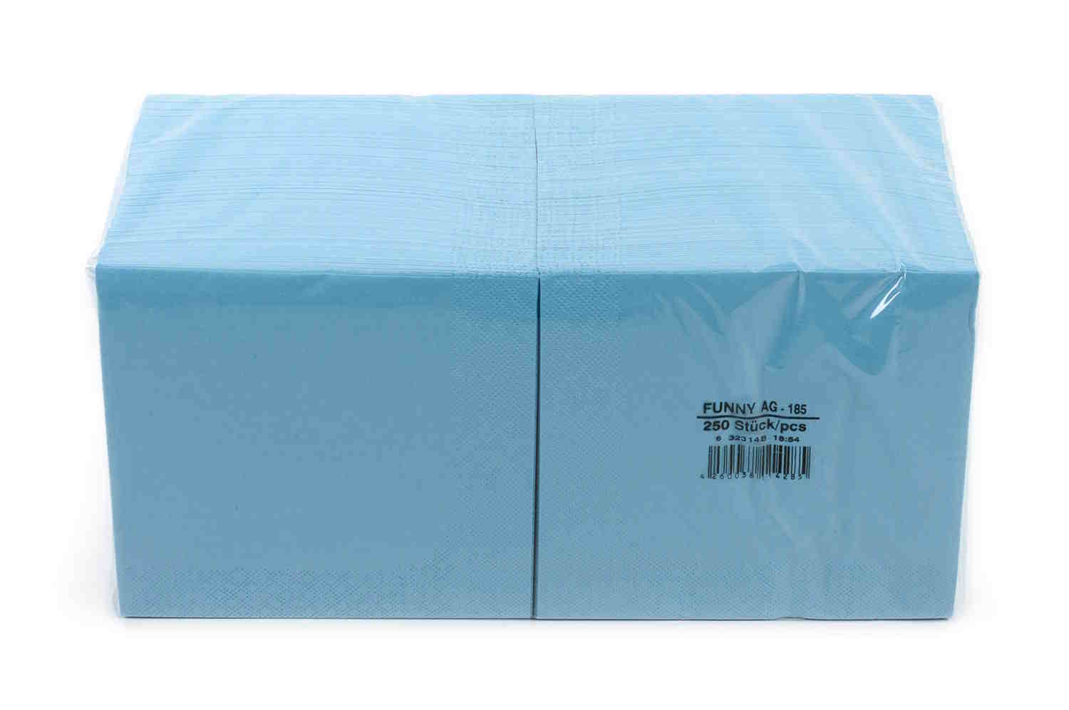 Funny Tafelserviette, 1/4 Falz, hellblau, 3lagig, 100% Zellstoff | Karton = 4 x 250 = 1000 Stück 