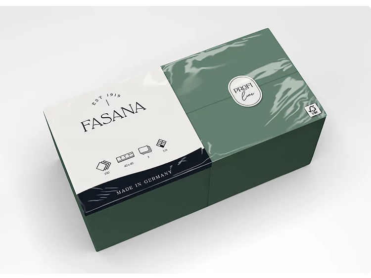 FASANA Zelltuchserviette 40 x 40 cm, 1/8-Faltung, 3-lagig  emerald green | 1 Karton = 4 x 250 Stück 