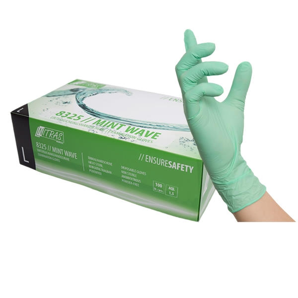 NITRAS MINT WAVE Nitril Einmalhandschuhe, grün Größe XL | VE= 10 x 100 